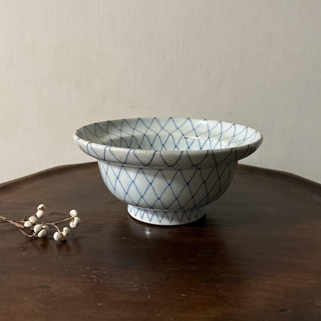 古伊万里網目文　染付鉢1点　江戸時代　骨董　アンティーク　白磁　検:李朝