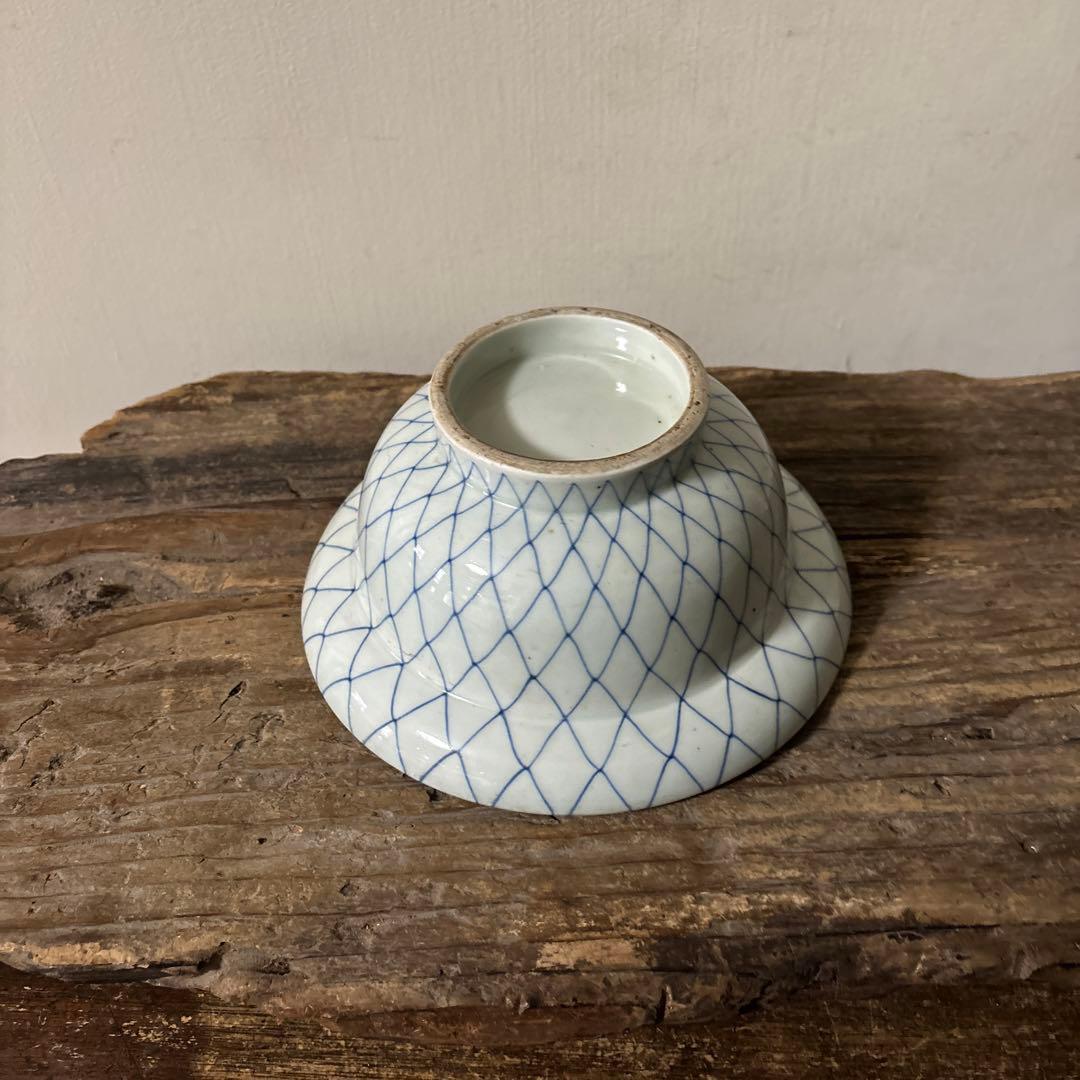 古伊万里網目文　染付鉢1点　江戸時代　骨董　アンティーク　白磁　検:李朝