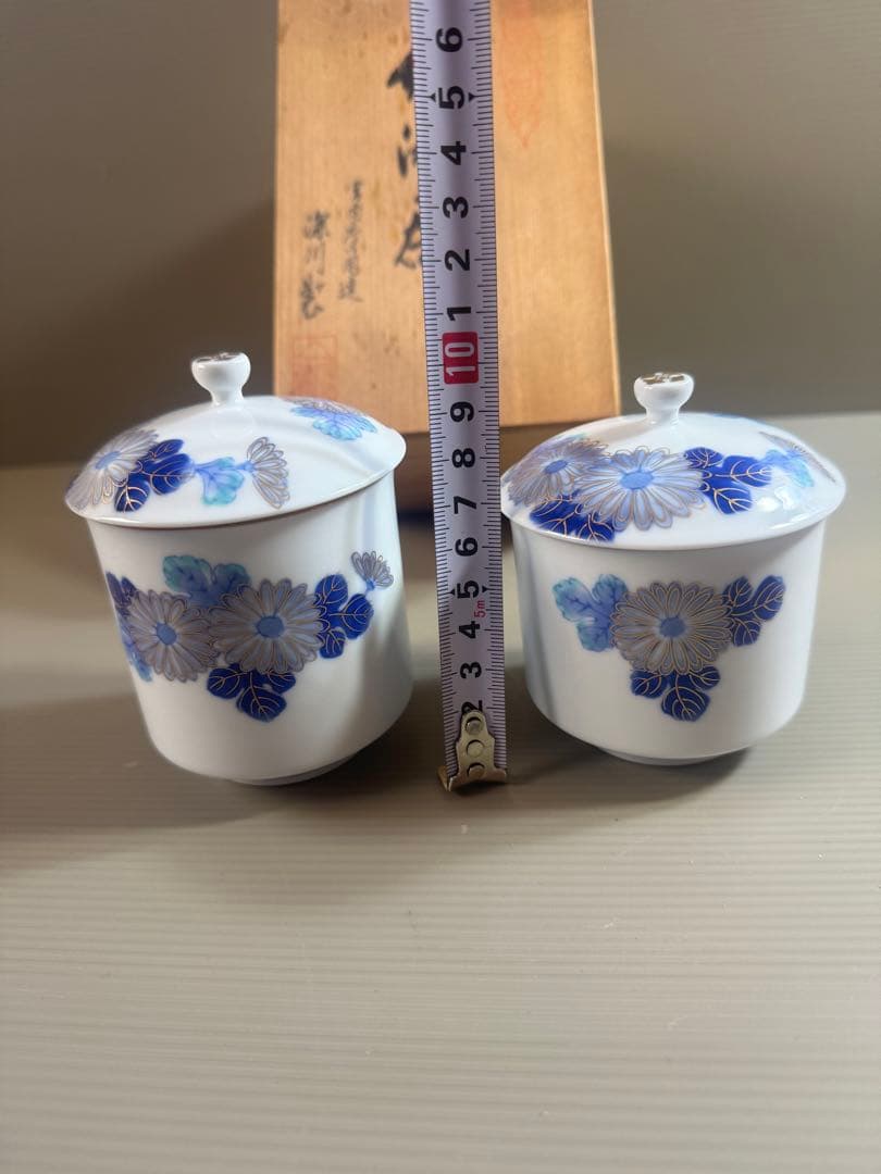 1548 深川製磁　青菊文　組湯呑　金彩　未使用