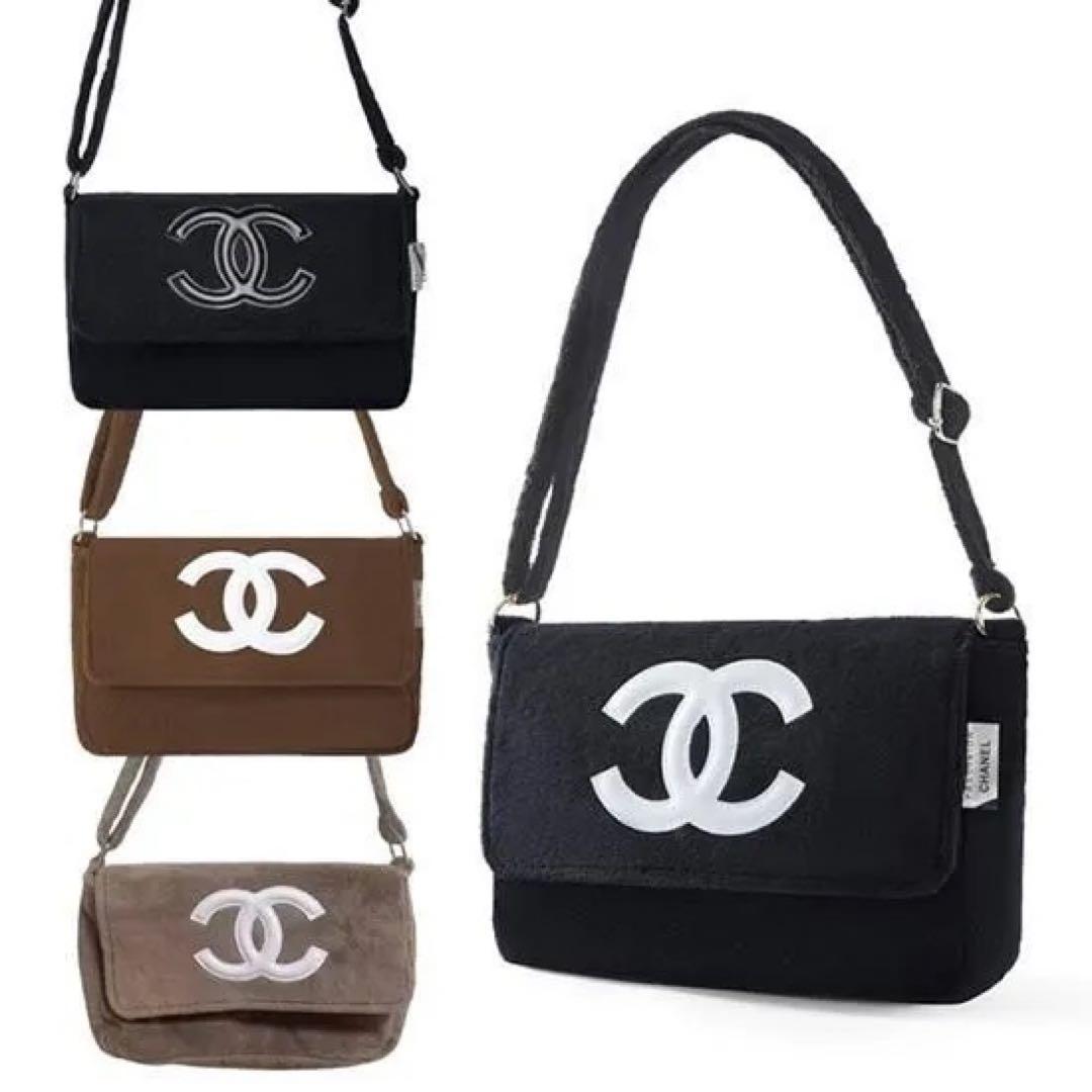 訳あり品 CHANEL シャネル ミニバッグ ポーチ ブラック×ホワイトロゴ