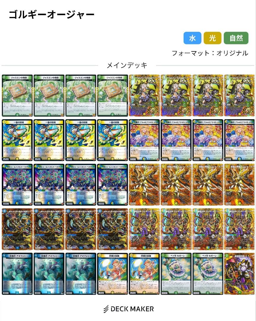 デュエマ　ゴルギーオージャー　デッキ　高レート　調整パーツ付き