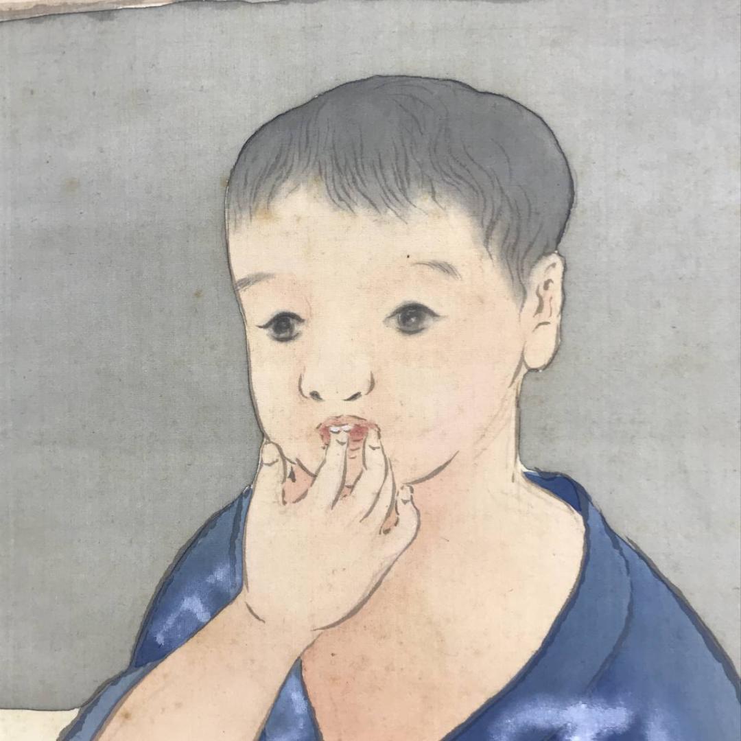 【真作】関田華亭/子供の図/人物図/掛軸☆宝船☆AD-554