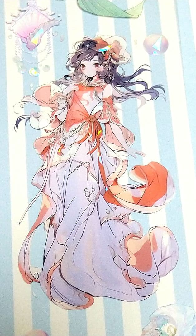 廃盤品✩J1052＃海囚(贝壳光)汐雾切り売り海外人物マステ女の子人魚AIマステ