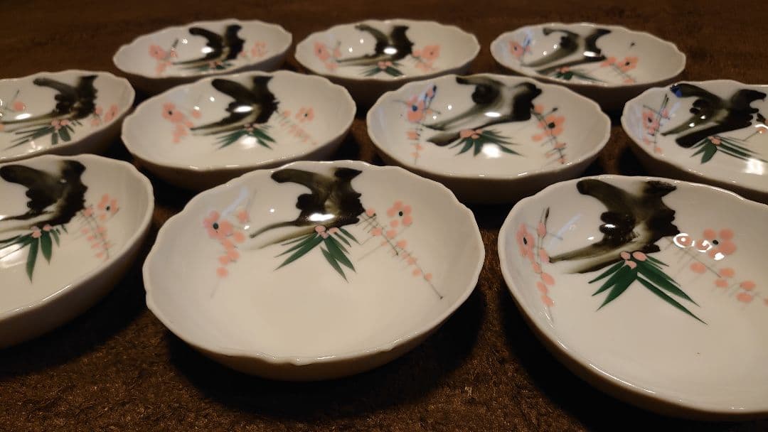 古伊万里　伊万里　なます皿　色絵　華の図 １０客