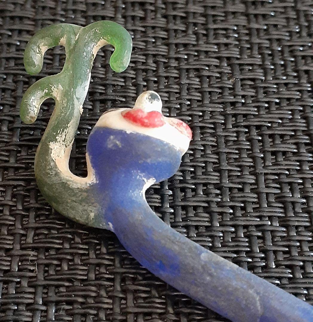 【古代オリエントガラス】【古代ローマンガラス】青硝子　棒状　装飾品　簪　マドラー