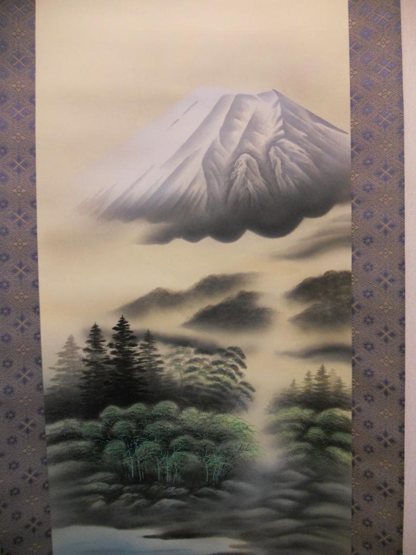 掛け軸 竹内松風 富士山水 絹本 希少 軸装 茶道具 掛軸 新品 未使用 です。