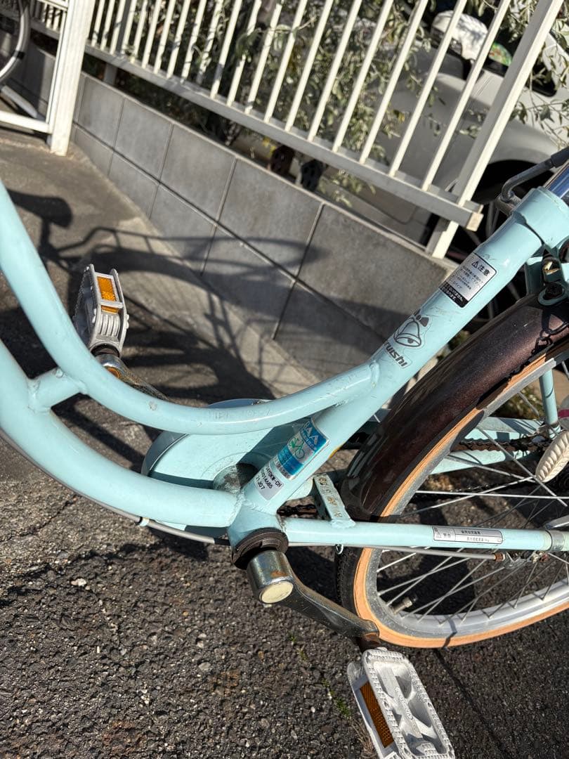 子供用自転車 水色 26インチ 前面バスケット付き