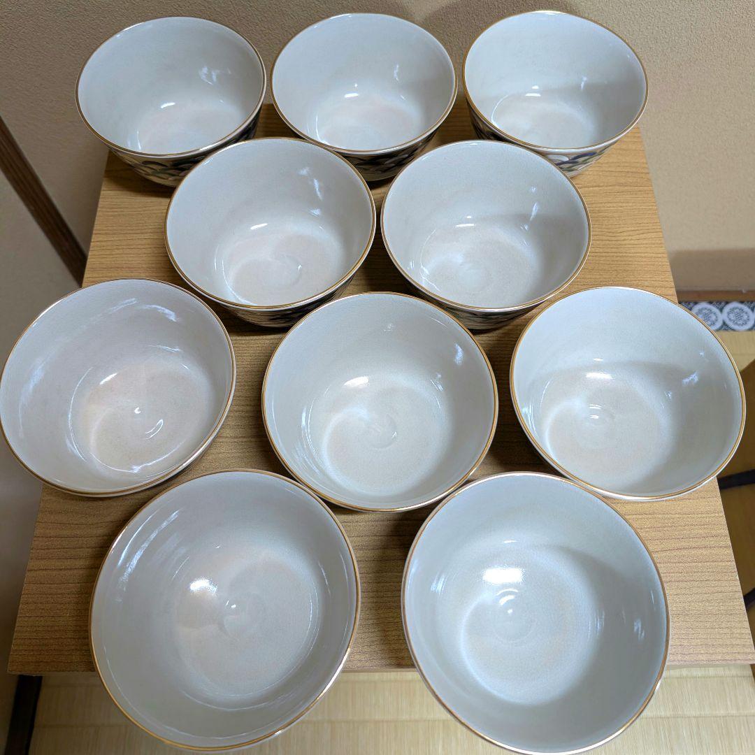 抹茶茶碗 数茶碗 10客 「青海波」 手塚桐鳳作 共箱あり