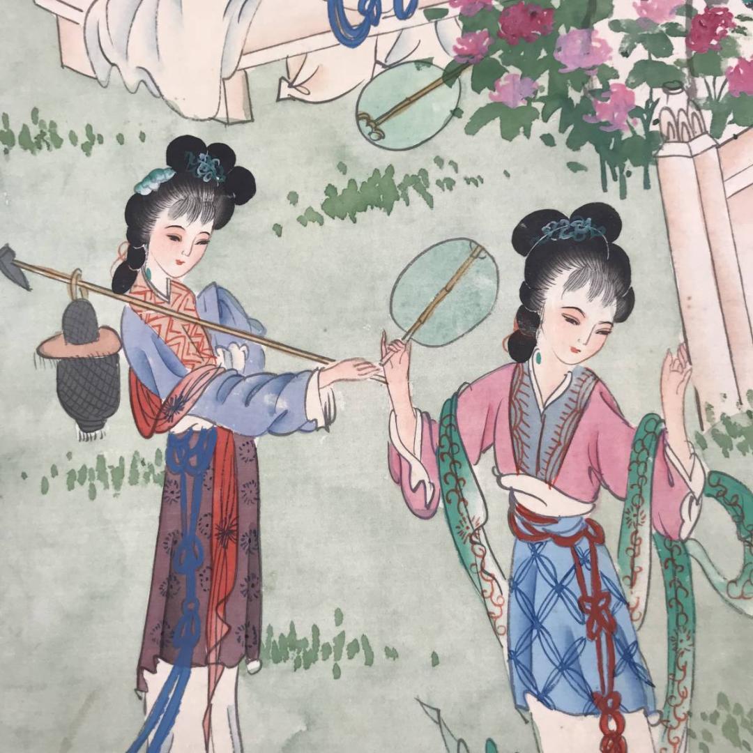 【複製】琴川/十二美人図/工芸品/掛軸☆宝船☆AB-567