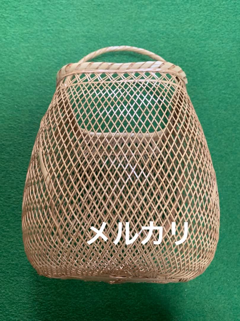 竹工芸　花籠　竹泉　花入落とし付き