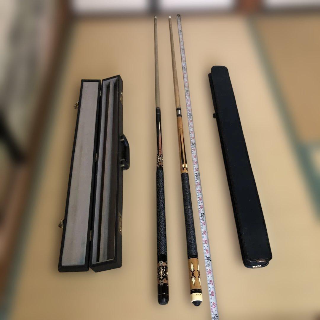 ビリヤードキュー　２本セット　ケース　バック付き　美品