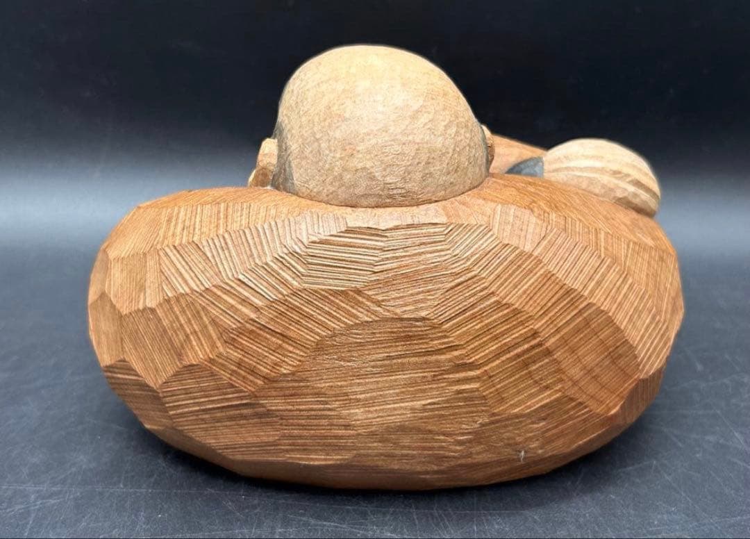 【希少品】秀作(在銘) 讃岐彫 一刀彫 達磨　だるま　木彫り　置物　縁起物
