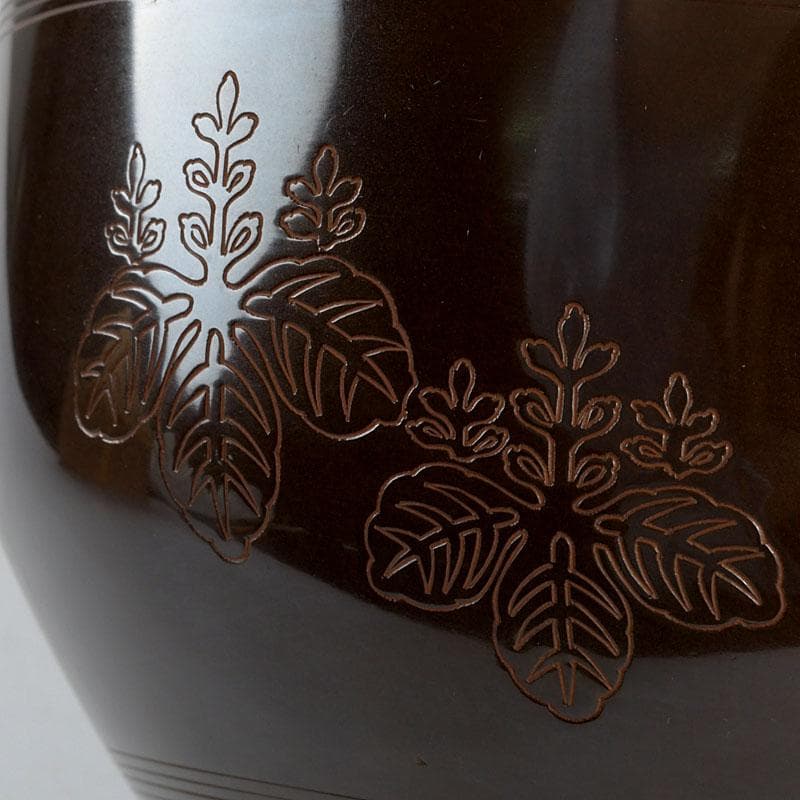 茶道具　高井陵雲造　唐銅　桐紋彫　建水　共箱　C　9434