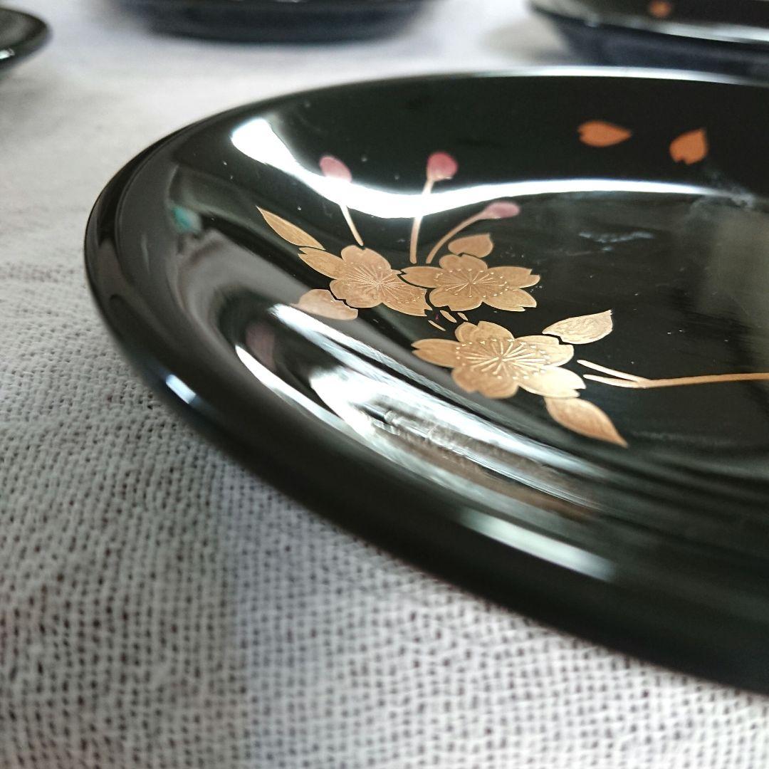 桜づくし 漆器 銘々皿 小皿 蒔絵 /輪島塗 越前漆器 茶道具 骨董 椀　印判