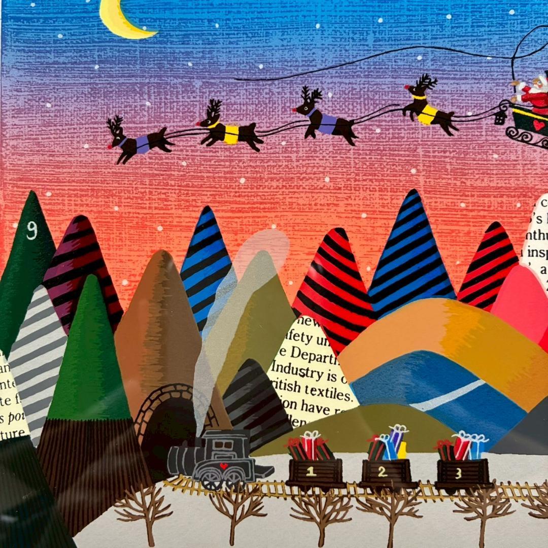 美品 小澤摩純「Christmas express」シルクスクリーン クリスマス