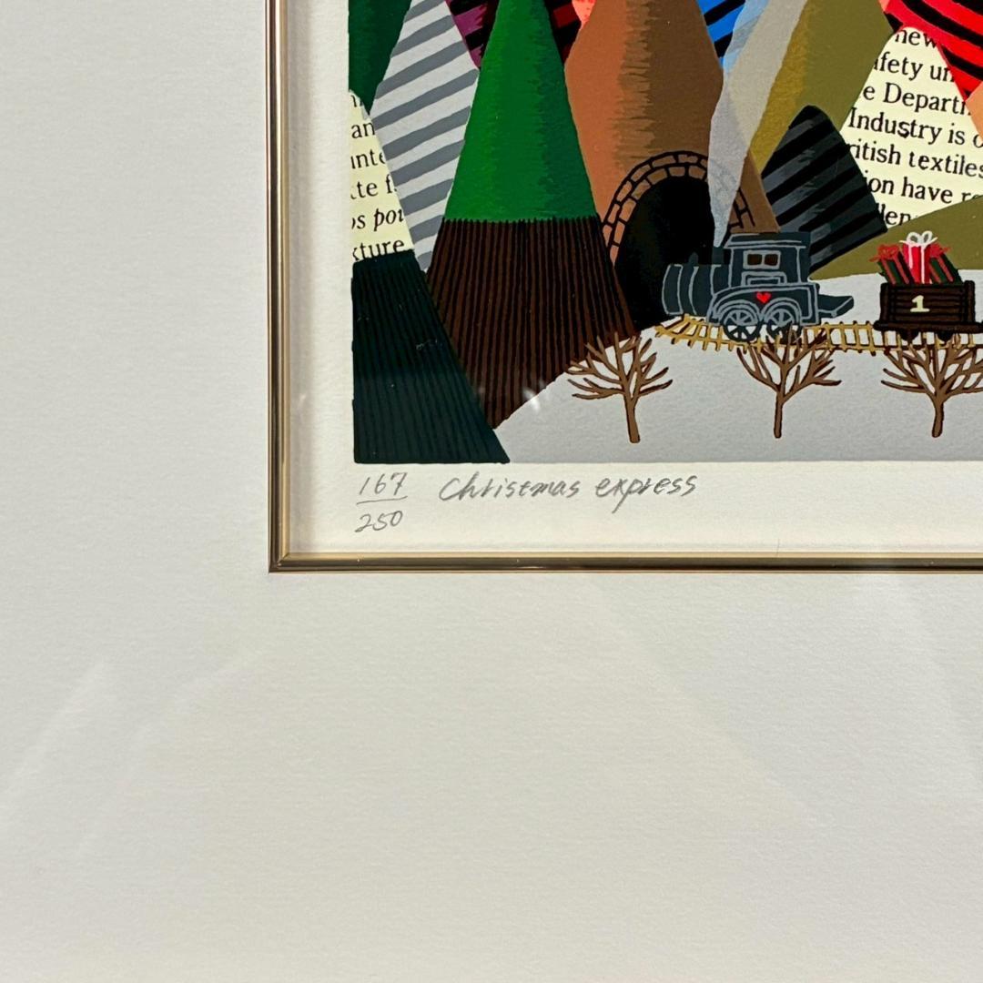 美品 小澤摩純「Christmas express」シルクスクリーン クリスマス