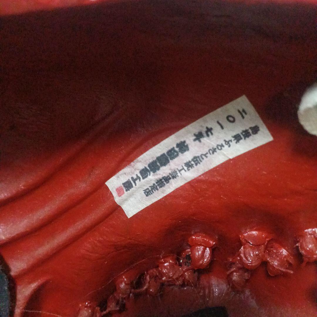 赤い神楽面 角付き 木製