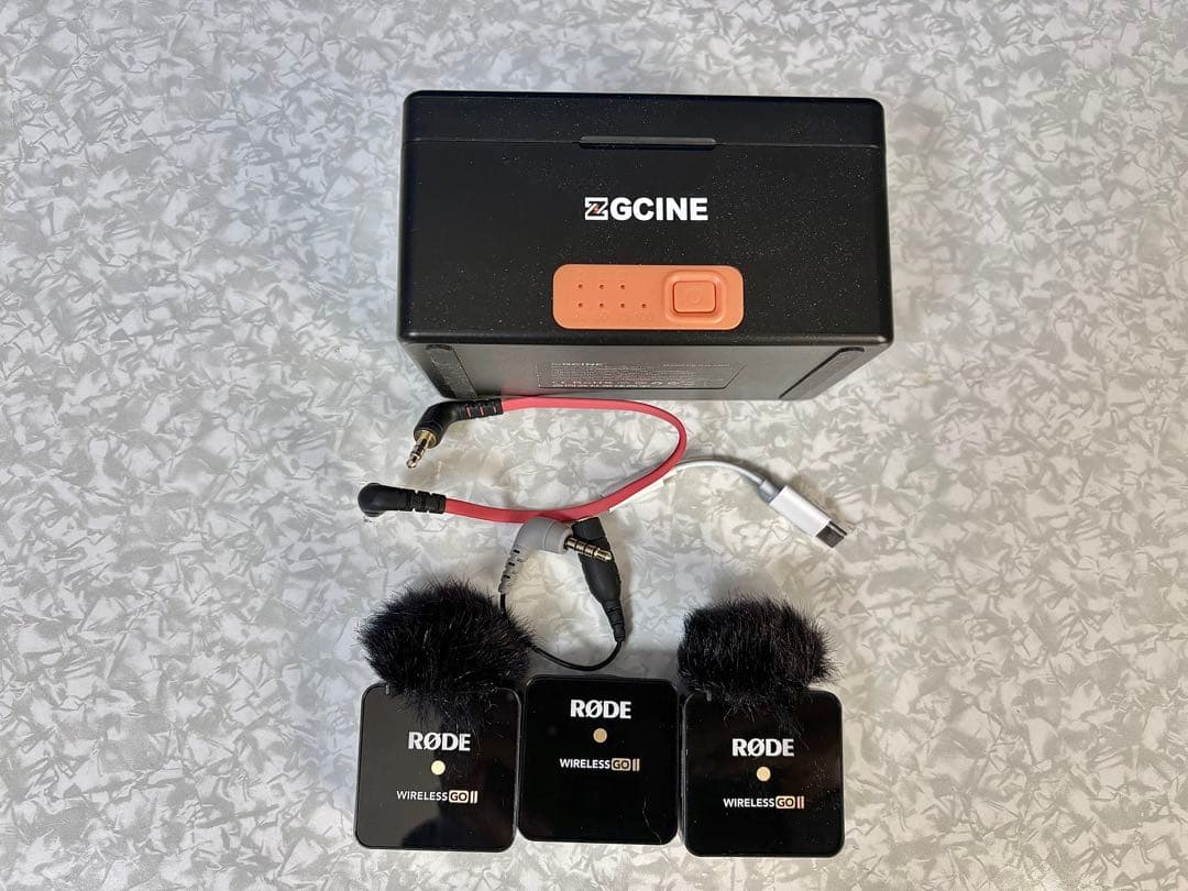 Rode ワイヤレス GO II マイク充電器&iPhone接続用ケーブル付き