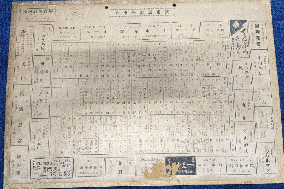 骨董　入手困難　芸姑一覧表　昭和30年 上野　御徒町