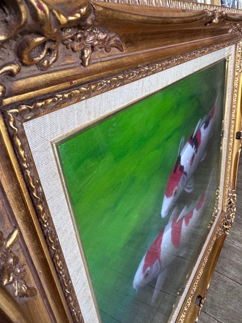 鯉の油彩画 F10号　宮下均ニ画　年間評価120万