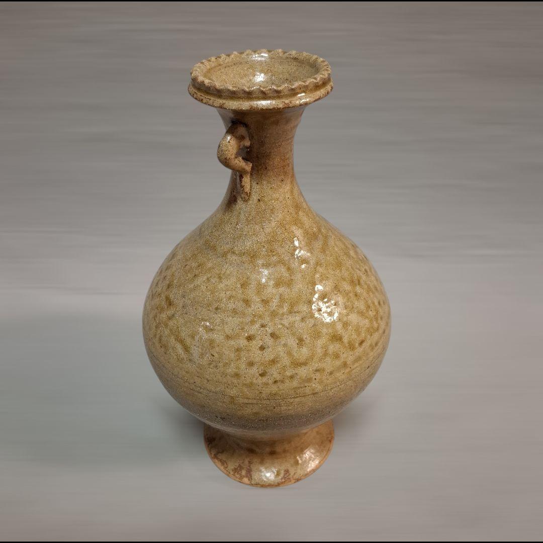 唐津焼　眉山窯　花瓶　耳付飾り壺 　花器 インテリア　壺　工芸品　陶芸　床の間