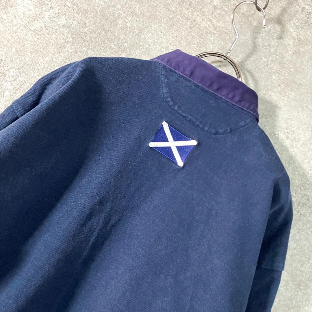 BARBARIAN　スコットランド　ラガーシャツ　ブルー　ホワイト　XL
