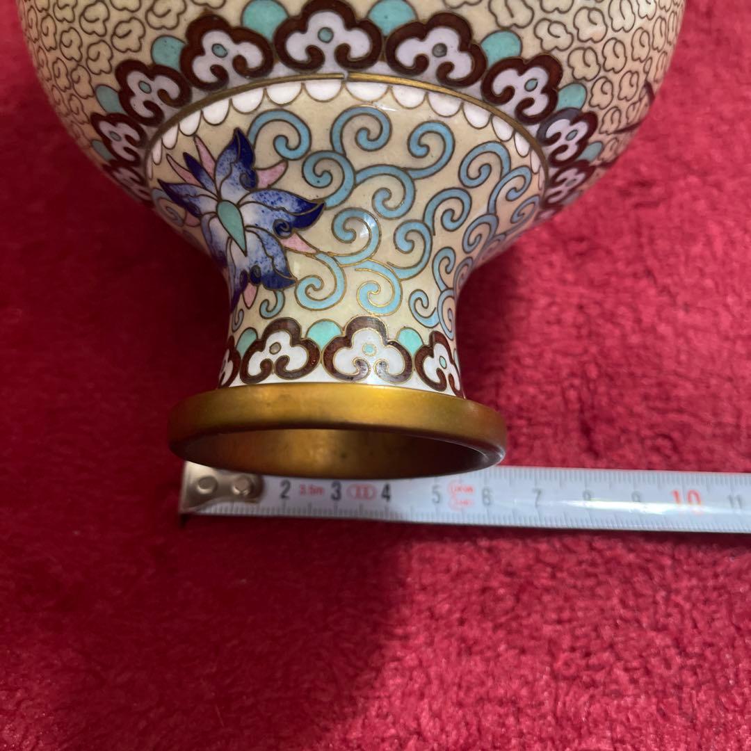 中国琺瑯花図紋瓶 （銅）