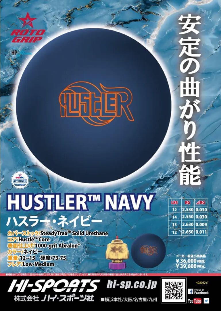 送料込み【新品】ハスラー・ネイビー　ロトグリップ　15ポンド4オンス 3