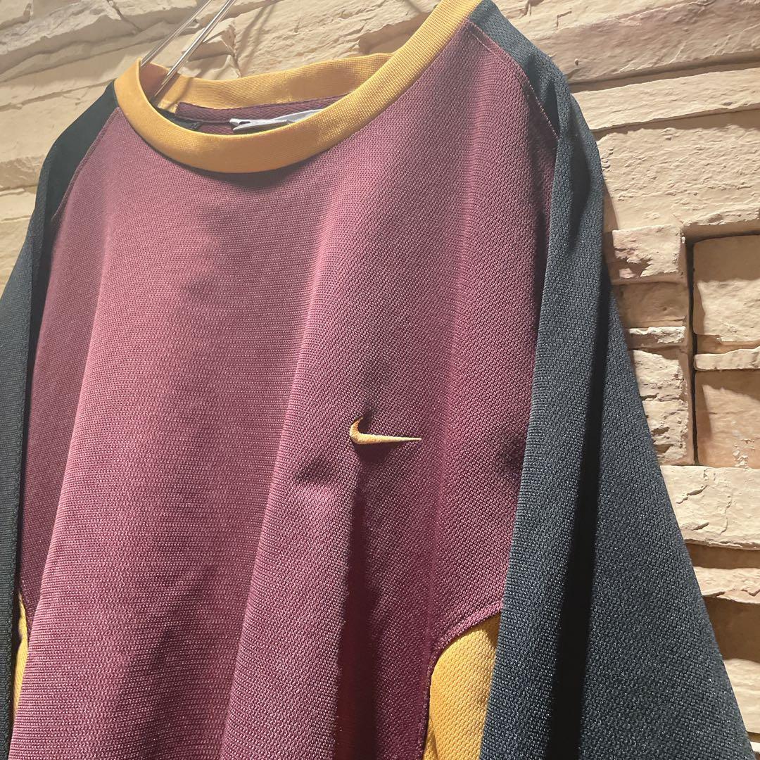 【絶妙配色】y2k/NIKEナイキ/長袖トレーニングウェア刺繍ロゴ/ブラウンXL
