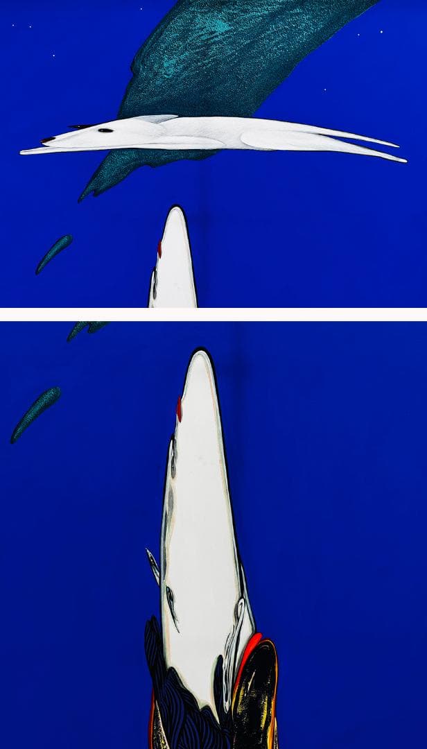 安達博文 画 2003年作 たおやかに 40号 額寸縦111cm✖️92.５cm