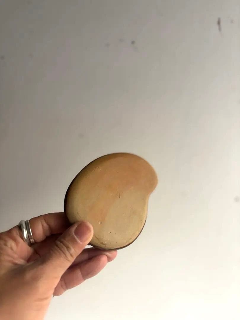 813 民芸 備前焼 作家作品 銘有 ヴィンテージ 豆皿 そら豆型小皿 5枚組