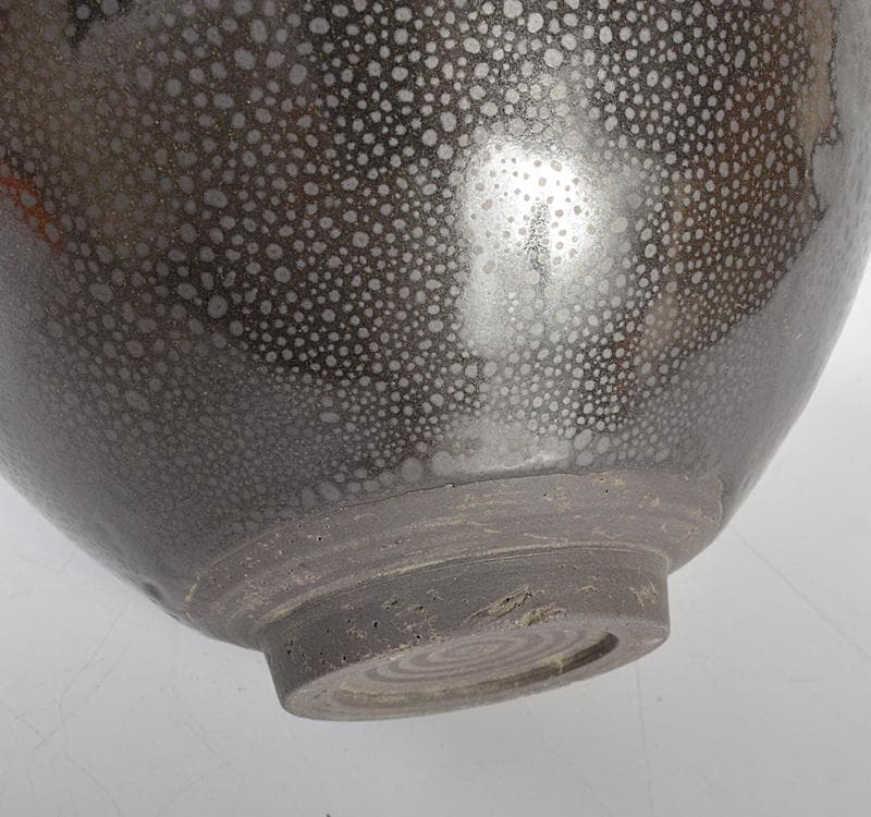 中国　宋代　建窯　窯変　油滴天目茶碗　桐箱付　M　R4617