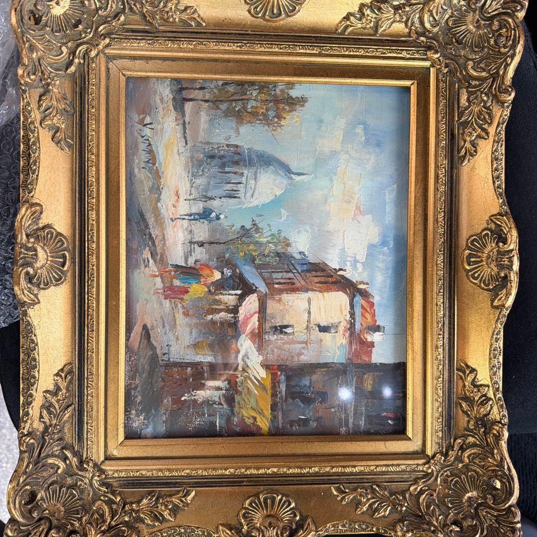 Y. Simoni 油彩画 風景画 金色フレーム