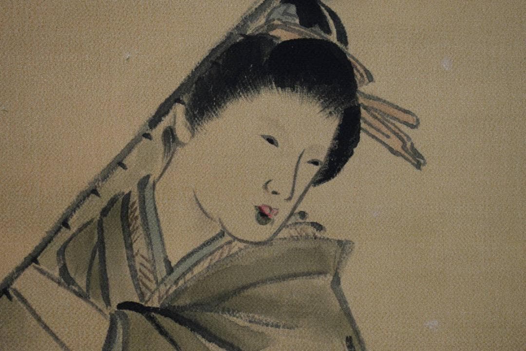 不詳/作者不明/雪中美人図/布袋屋掛軸HH-200