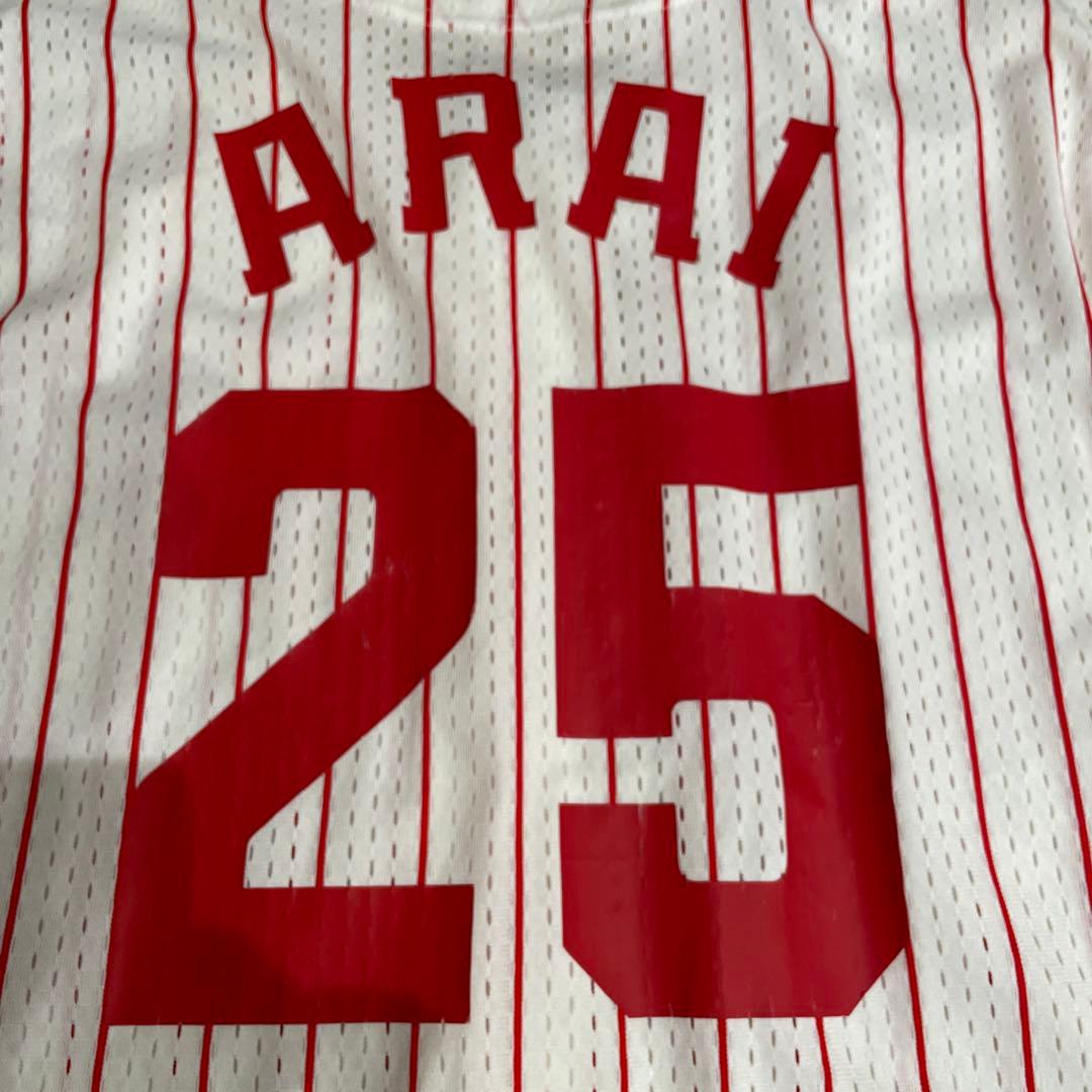 カープ　ユニフォーム縦縞　25新井　サイズＬ