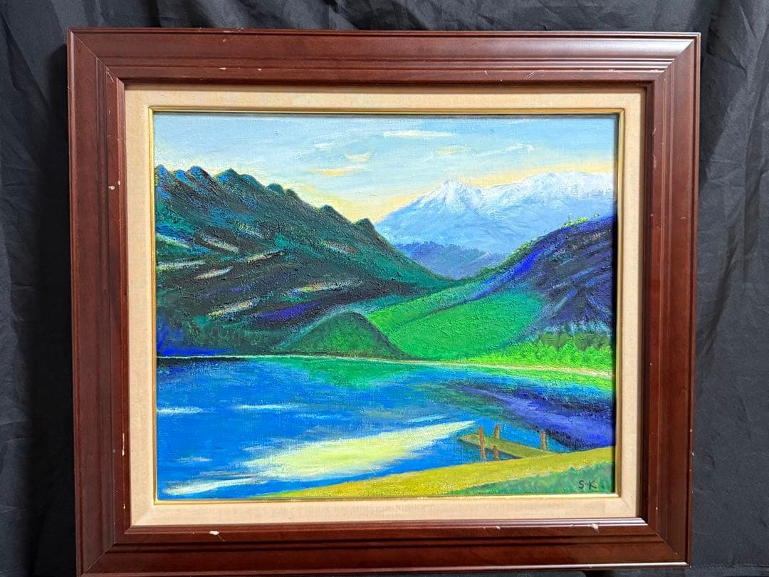 珍品　黒田清輝　【上信越 浅間】風景画 油彩画 武二識サイン入り　F8サイズ