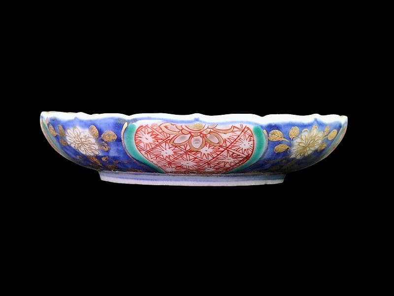 古伊万里　金襴手　団龍紋に花の図　４寸皿　５枚　307AS-fbuu