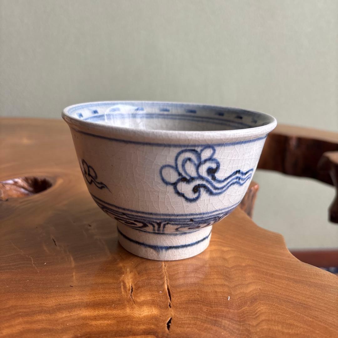 安南手 楽山窯 龍 抹茶碗 茶道具 共箱(8M)