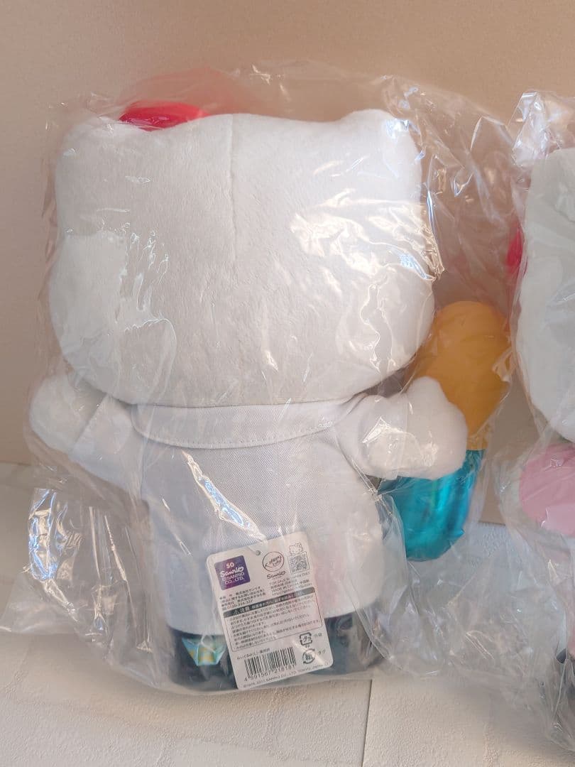 未使用　杏林堂コラボ　キティ　ぬいぐるみ　Ｌサイズ　ご当地　薬剤師　管理栄養士