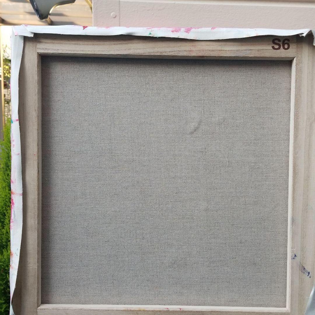 油絵　専用　赤いテーブルに置いた花瓶 　 抽象画