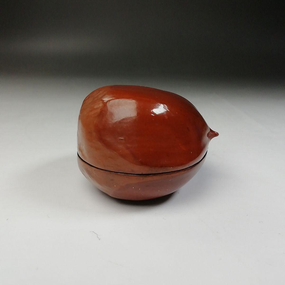 Ｔ７４８　香合　『乾漆　栗香合』『粒俵 作』　共箱　茶道具