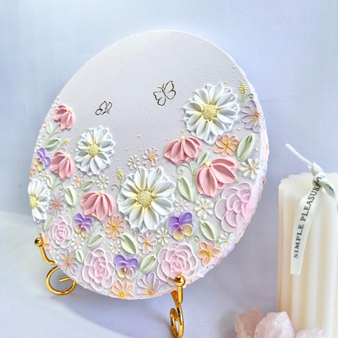 melia テクスチャーアート　絵画　インテリアアート　花　立体　絵　北欧