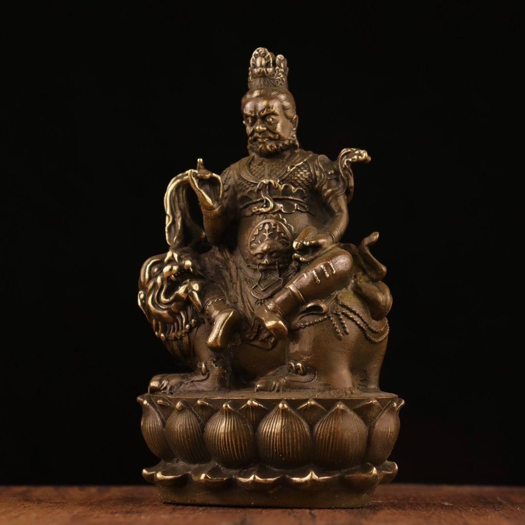 黄財神 騎瑞獣 仏像 工芸品 美術品 置物