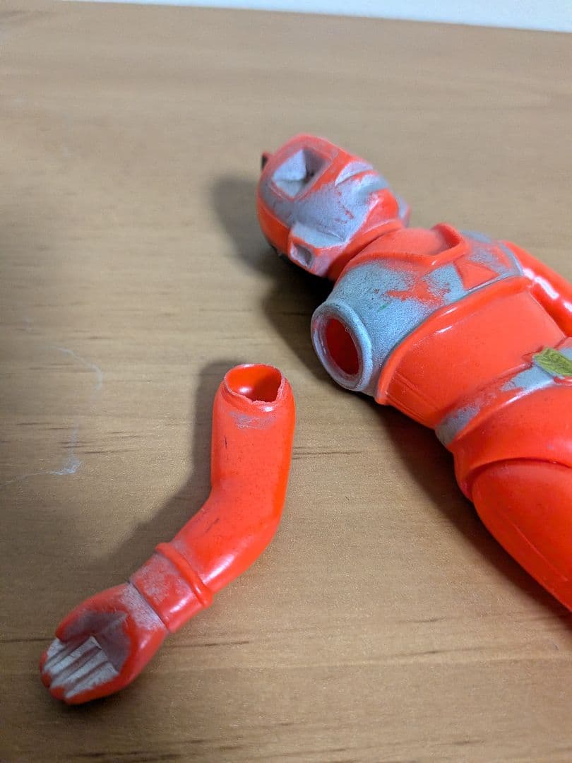 【当時もの難あり】米澤玩具　ソフビ　突撃ヒューマン　右腕間着破損
