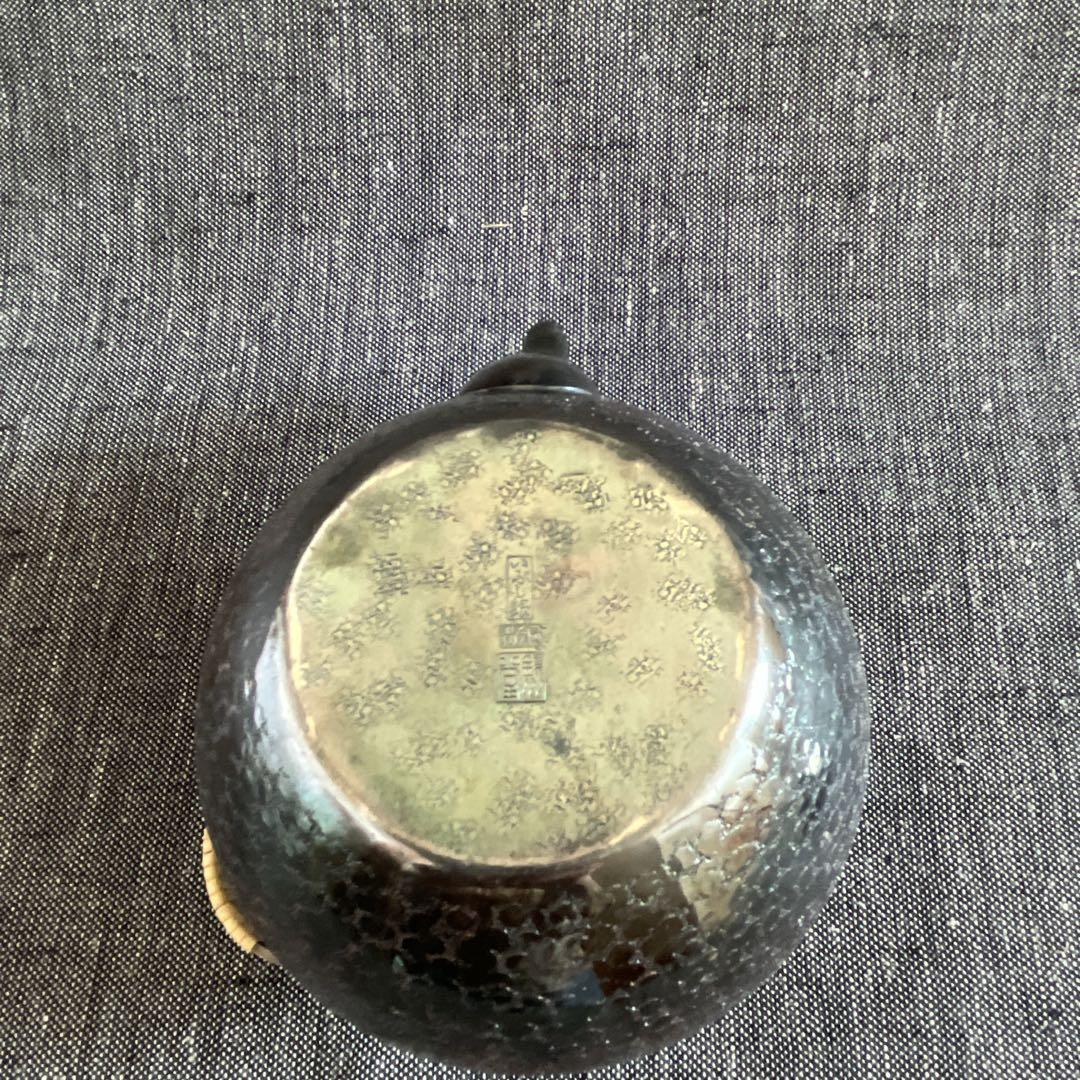 銀川堂『いぶし銀』黄銅 茶器揃 急須＆茶托10客 煎茶道具 金属工芸