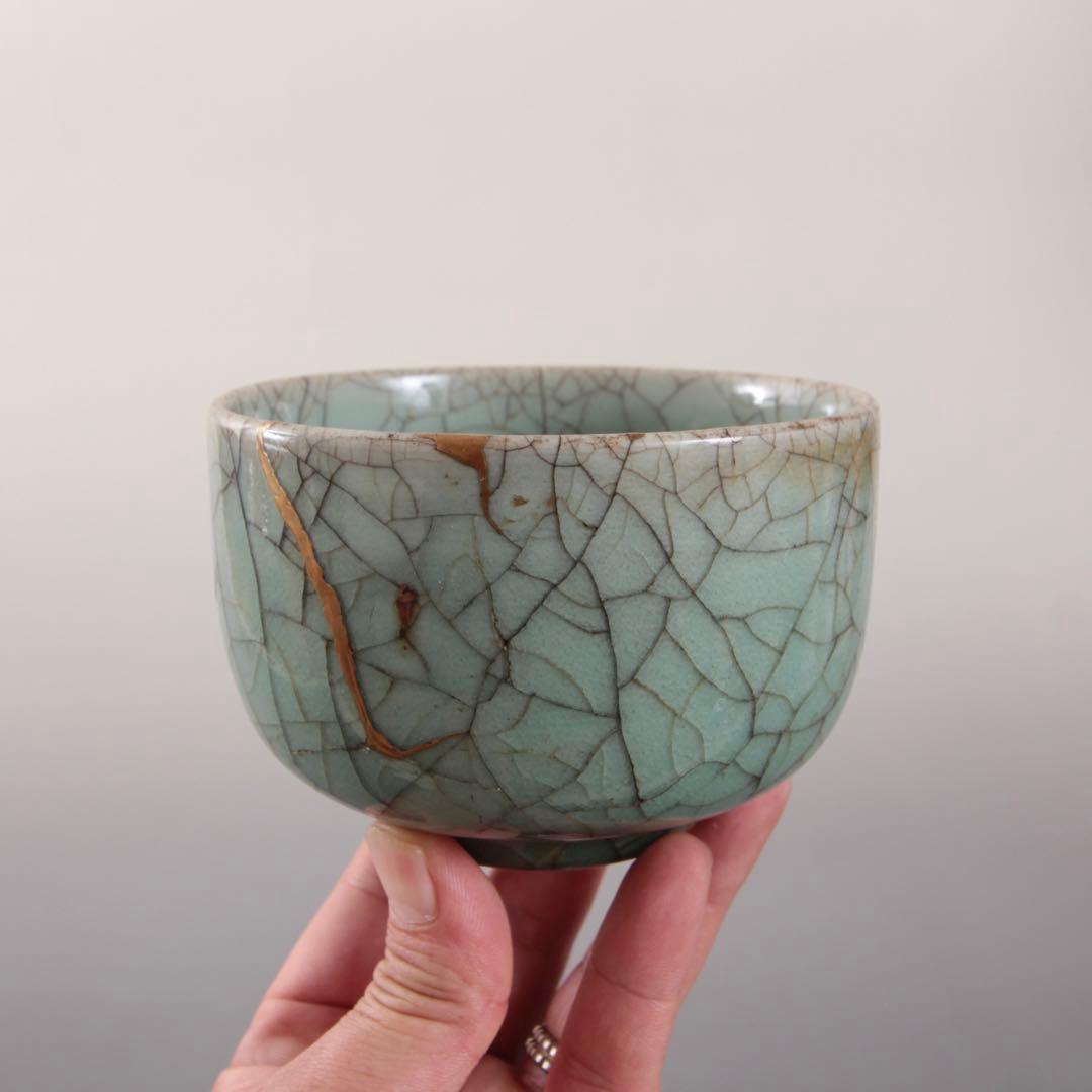 青磁 氷裂文 茶碗 古美術 古道具 茶道具