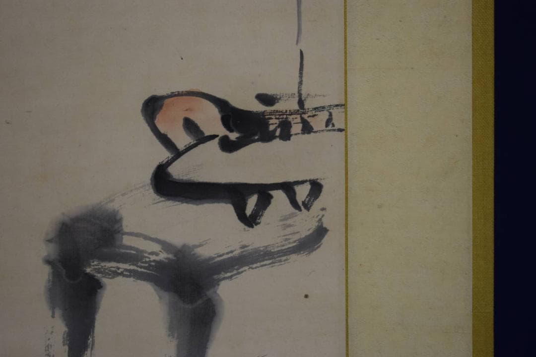 真作/明治の女流南画家/奥原晴湖/花に香画賛/布袋屋掛軸HG-644