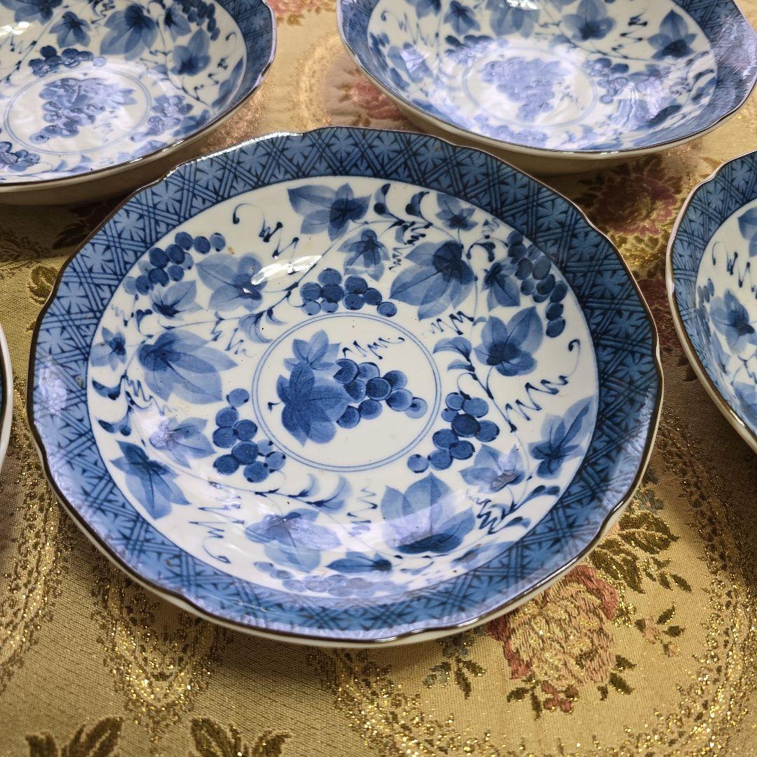 有田焼　聖窯 新品　取り皿　小皿　5枚セット　和食器 青と白の花柄陶器皿