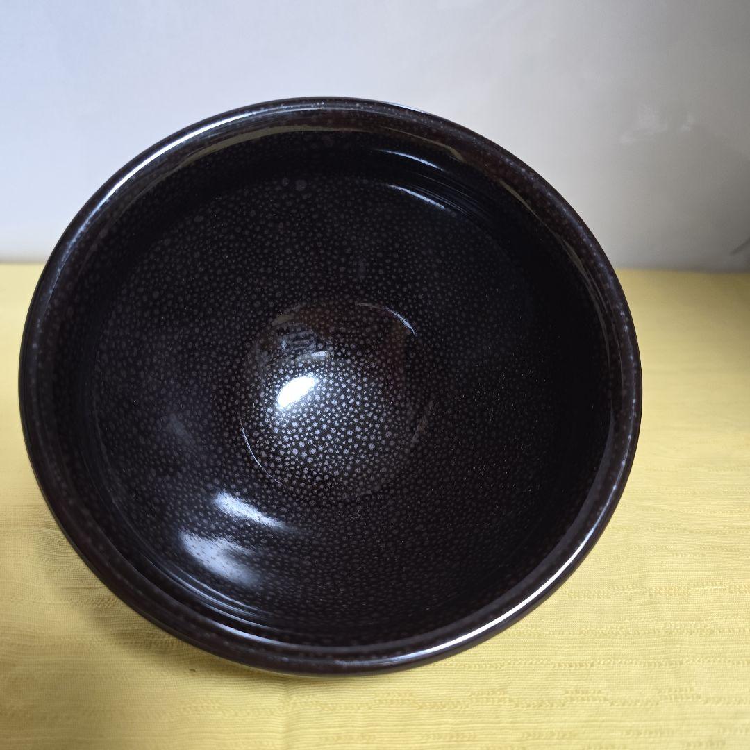 京都清水焼油滴天目茶碗　黒色 点状模様 茶碗