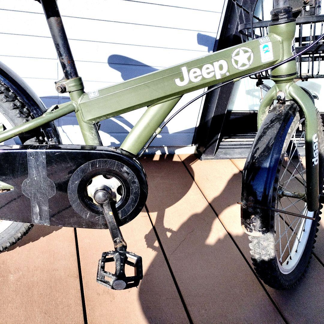 Jeep 子供用自転車 カーキ✕ブラック前カゴ付き　18インチ　訳あり